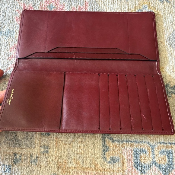 💯 CARTIER Burgundy Leather Wallet - Picture 12 of 14